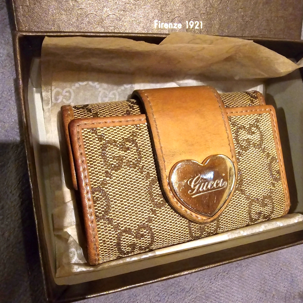 Gucci Key Case Holder Brown Leather With Box